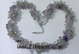 CGN401 19.5 inches chinese crystal & light amethyst chips beaded necklaces