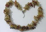 CGN410 19.5 inches chinese crystal & red agate chips beaded necklaces