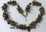 CGN416 19.5 inches chinese crystal & yellow tiger eye chips beaded necklace