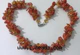 CGN418 19.5 inches chinese crystal & coral chips beaded necklaces