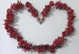 CGN419 19.5 inches chinese crystal & coral chips beaded necklaces