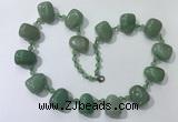 CGN442 21.5 inches freeform green aventurine beaded necklaces