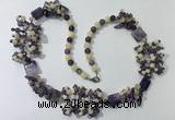 CGN451 25.5 inches chinese crystal & mixed gemstone beaded necklaces