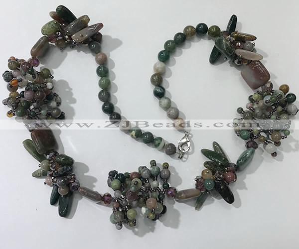 CGN453 25.5 inches chinese crystal & Indian agate beaded necklaces