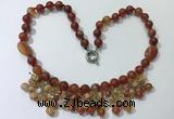 CGN481 21.5 inches chinese crystal & striped agate beaded necklaces