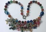 CGN488 21.5 inches chinese crystal & striped agate beaded necklaces