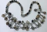 CGN495 21 inches chinese crystal & striped agate beaded necklaces