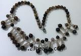 CGN496 21 inches chinese crystal & striped agate beaded necklaces