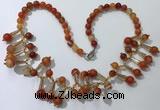 CGN499 21 inches chinese crystal & striped agate beaded necklaces