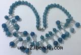 CGN502 21 inches chinese crystal & blue sponge quartz beaded necklaces