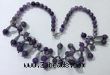 CGN503 21 inches chinese crystal & amethyst beaded necklaces