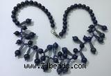 CGN505 21 inches chinese crystal & lapis lazuli beaded necklaces