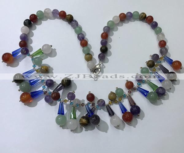 CGN507 21 inches chinese crystal & mixed gemstone beaded necklaces