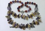 CGN519 23.5 inches chinese crystal & mixed gemstone beaded necklaces
