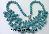 CGN559 19.5 inches stylish 4mm - 12mm imitation turquoise beaded necklaces