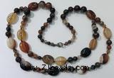 CGN582 23.5 inches striped agate gemstone beaded necklaces