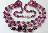 CGN623 24 inches chinese crystal & striped agate beaded necklaces