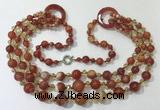 CGN625 24 inches chinese crystal & striped agate beaded necklaces