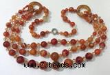 CGN626 24 inches chinese crystal & striped agate beaded necklaces