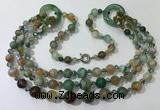 CGN628 24 inches chinese crystal & striped agate beaded necklaces