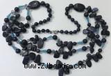CGN683 23.5 inches chinese crystal & blue goldstone beaded necklaces