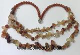 CGN700 22.5 inches chinese crystal & red agate beaded necklaces