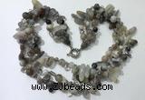 CGN713 22 inches fashion 3 rows grey agate beaded necklaces