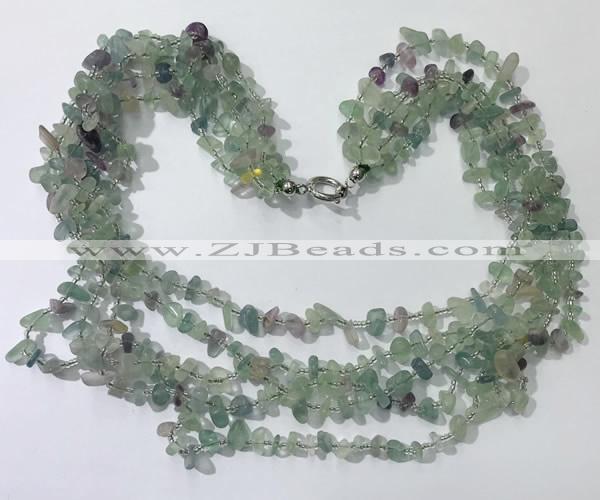 CGN742 19.5 inches stylish 5 rows mixed gemstone chips necklaces