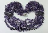 CGN756 20 inches stylish 6 rows amethyst chips necklaces