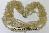 CGN757 20 inches stylish 6 rows citrine chips necklaces