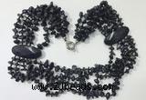 CGN767 20 inches stylish 6 rows blue goldstone chips necklaces