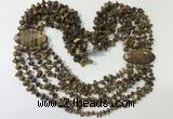 CGN768 20 inches stylish 6 rows yellow tiger eye chips necklaces
