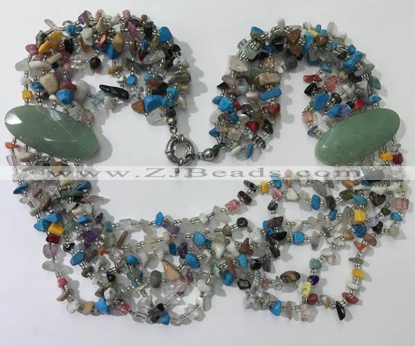 CGN770 20 inches stylish 6 rows mix gemstone chips necklaces