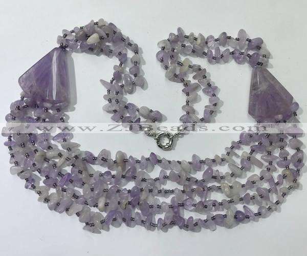 CGN781 23.5 inches stylish lavender amethyst chips necklaces