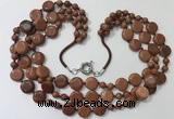 CGN800 23.5 inches stylish 3 rows round & coin goldstone necklaces