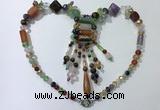 CGN818 19.5 inches chinese crystal & mixed gemstone statement necklaces