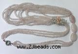 CGN845 30 inches trendy rose quartz long beaded necklaces