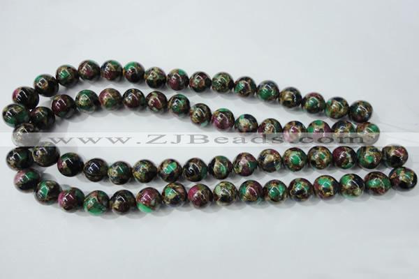 CGO04 15.5 inches 10mm round gold multi-color stone beads