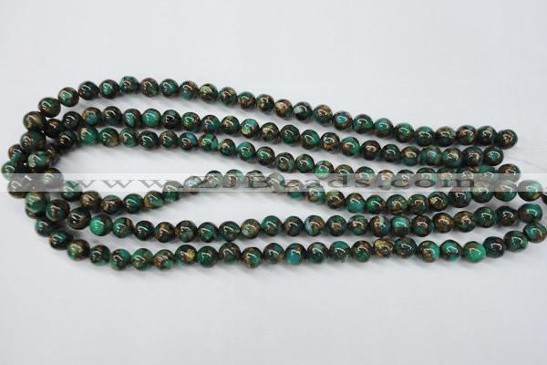 CGO101 15.5 inches 6mm round gold green color stone beads