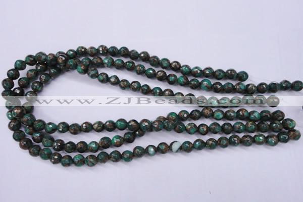 CGO111 15.5 inches 6mm faceted round gold green color stone beads