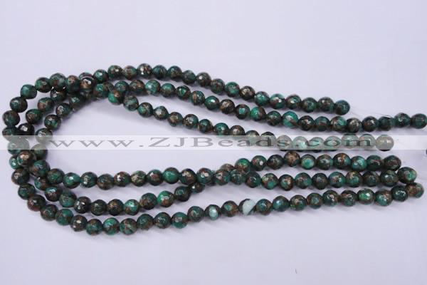 CGO113 15.5 inches 10mm faceted round gold green color stone beads