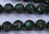 CGO115 15.5 inches 14mm faceted round gold green color stone beads