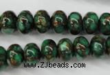 CGO122 15.5 inches 8*12mm rondelle gold green color stone beads