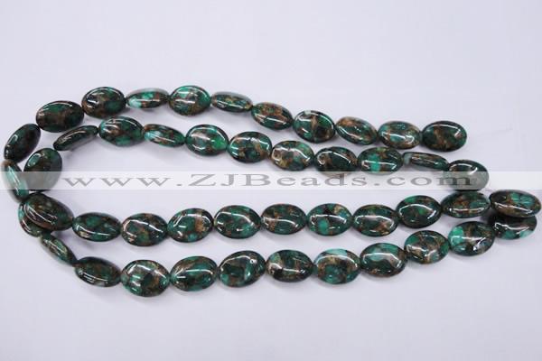 CGO149 15.5 inches 15*20mm oval gold green color stone beads