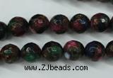 CGO15 15.5 inches 12mm faceted round gold multi-color stone beads