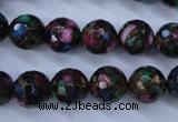 CGO16 15.5 inches 14mm faceted round gold multi-color stone beads