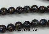 CGO162 15.5 inches 8mm round gold blue color stone beads