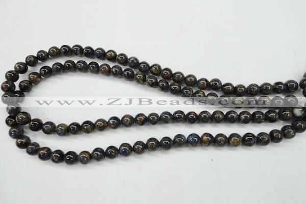 CGO162 15.5 inches 8mm round gold blue color stone beads