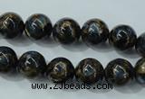 CGO163 15.5 inches 10mm round gold blue color stone beads