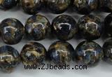 CGO167 15.5 inches 18mm round gold blue color stone beads